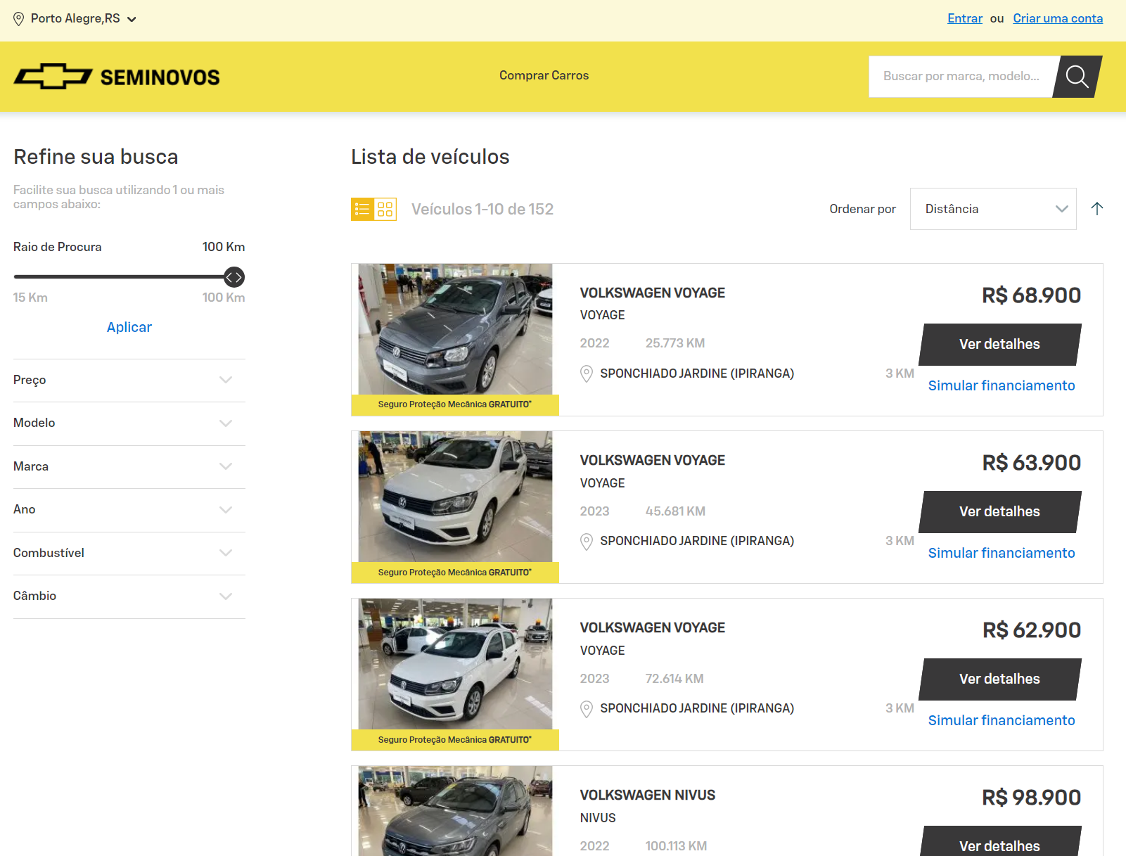 Chevrolet Seminovos catalogo alternativo